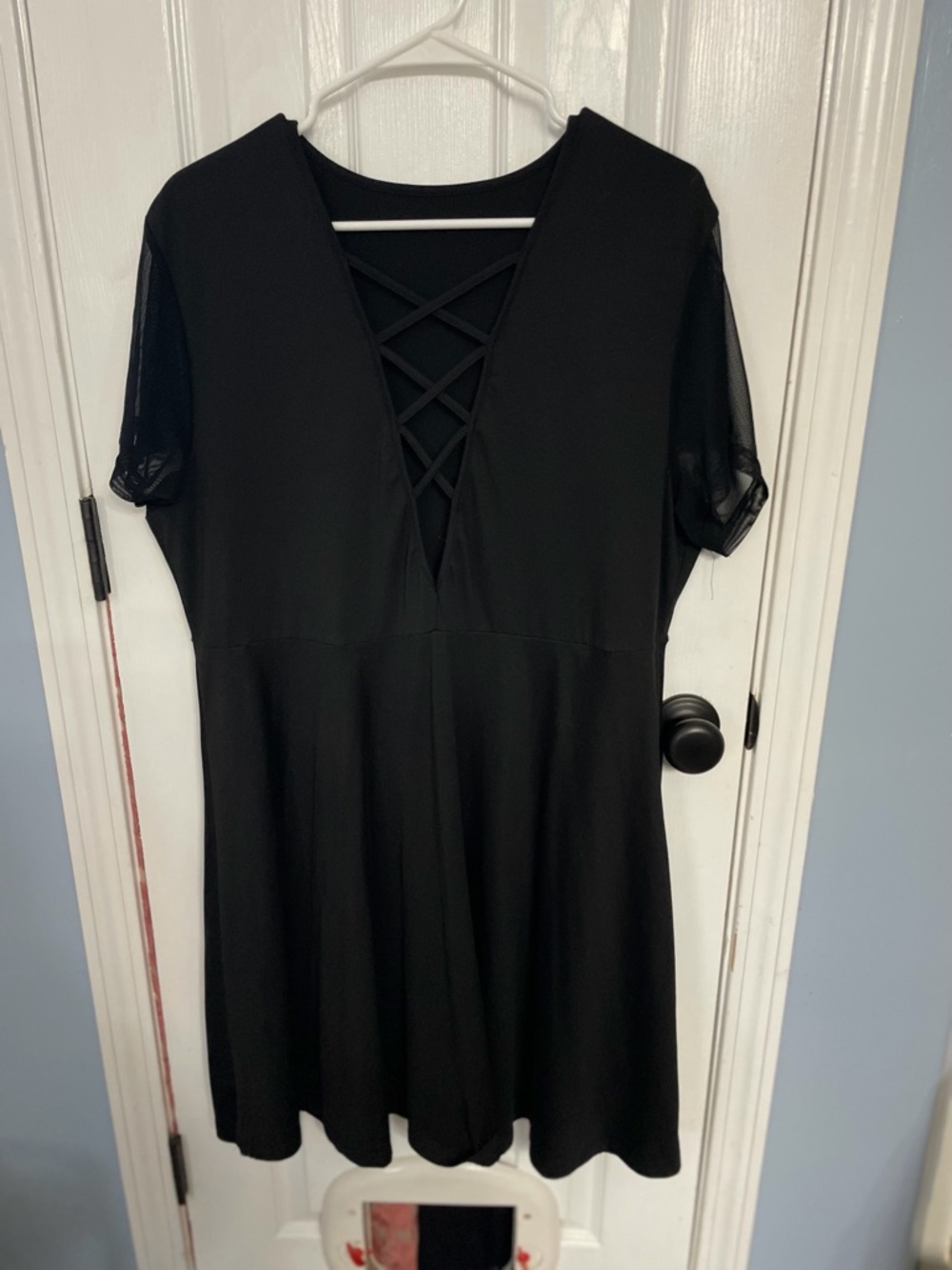 SHEIN Black V-Neck Crisscross Mini Dress size 3X